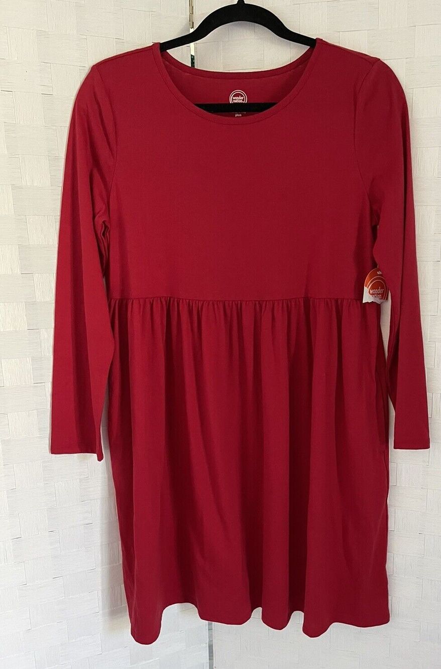 NWT Wonder Nation Red Dress Girls Size XL Plus With Pockets